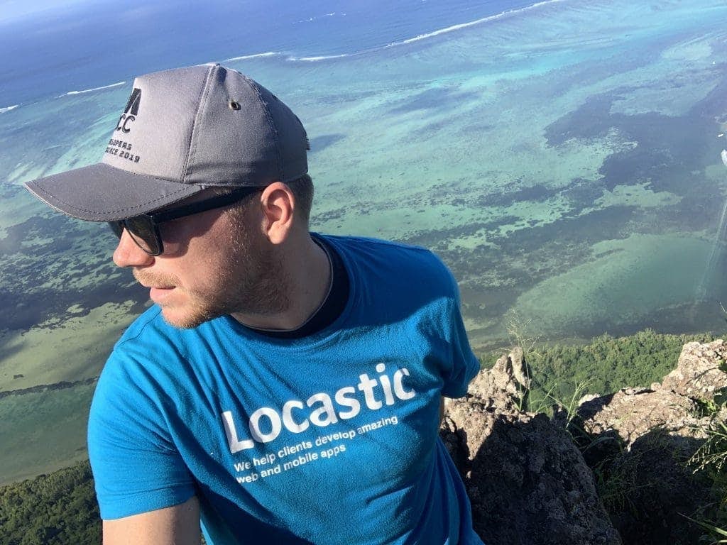 Antonio Peric-Mazar at the top of Le Morne, Mauritius. DevConMu.